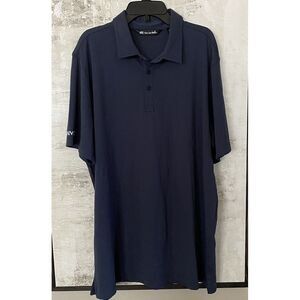 Travis Mathew Polo Shirt Mens XL Navy Blue Innvictis Logo on Sleeve‎